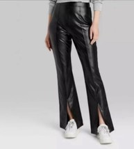 Wild Fable Womens High Rise Black Pull-On Faux Leather Split Leg Flare P... - $12.70