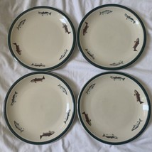 4 VTG 1992 GEOFF HAGER Trout Fish Anglers Expressions Dinner Plates Cabi... - $29.65
