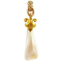 Antique Art Nouveau 14K Gold Fresh Water Pearl Fleur De Lis Charm Pendant - £175.91 GBP