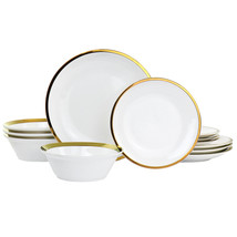 Gibson Home Premier Gold Fine Ceramic 12 Piece Dinnerware Set - $181.04 CAD