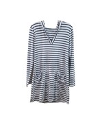 Coolibar Women’s Size M Striped 2 Pocket Hoodie Beach Cover Tunic Upf Sp... - $19.79