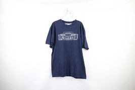 Vtg 90s Cabelas Mens XL Faded Spell Out Short Sleeve T-Shirt Navy Blue Cotton - £24.53 GBP