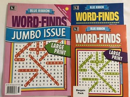 Lot Of (3) Kappa Blue Ribbon Word-Finds LARGE PRINT Puzzle Books 2021 - $16.95