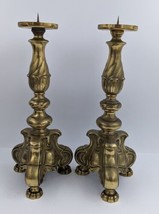 Pair Large Brass Pricket Ornate Altar Candlesticks Candle Holder 16in He... - £151.07 GBP