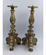 Pair Large Brass Pricket Ornate Altar Candlesticks Candle Holder 16in He... - £148.72 GBP