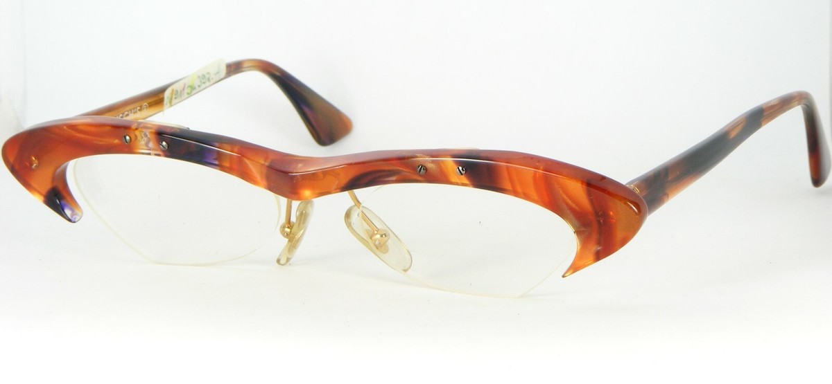 PROKSCH&#39;S A17 20 HAVANA BROWN PURPLE EYEGLASSES HALF RIM GLASSES 49-19-1... - $135.83
