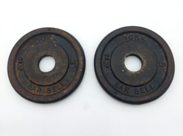 Vtg YORK Bar Bell Standard Weight Plates 2 - 2 1/2lb 1&quot; Hole Cast Iron P... - £30.47 GBP