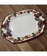 Holiday Ribbon Plate Bico China With Pine Cones/Holly Berries 17.5”x12.25” - $27.35 CAD