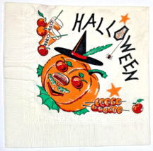 Vintage Halloween Crepe Paper Napkin 30s 40s 50s Pumpkin Jol Apple Cider Harvest - £23.39 GBP