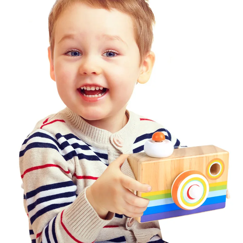 Kids Wooden Camera Kaleidoscope Toys Educational Magic Kaleidoscope Baby Kid - £12.82 GBP