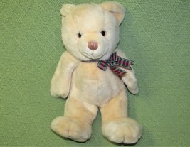 14" Vintage Eden Teddy Bear Peach Plush Stuffed Animal With Ribbon Soft Toy - $43.47