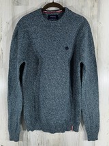 Springfield Mens Sweater Teal Blue Whited Marled Crew Neck Size Large - $13.84