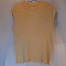 Ship n Shore Women&#39;s Pullover Top Yellow Sleeveless Sparkle Knit Metalli... - £8.85 GBP