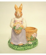 Female Rabbit Candle Holder Avon 2002 Ceramic Hand Painted Multi-colored... - £14.12 GBP
