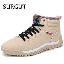 Urgut new men boots winter short plush snow boots platform non slip ankle boots lace up thumb200