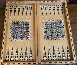 Handmade, Wood Backgammon Board, Game Board, Chess Board, Inlaid Shell (... - $335.00
