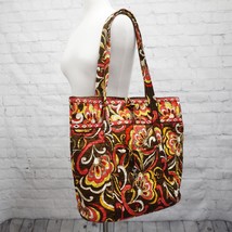 ❤️ VERA BRADLEY Puccini Large Bucket Toggle Tote Brown Red Floral - £11.00 GBP