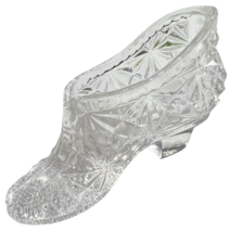 Cut Glass Shoe Figurine Slipper Vtg Clear Cut Crystal 3&quot; Ball Dance Fairy Tale - $14.00