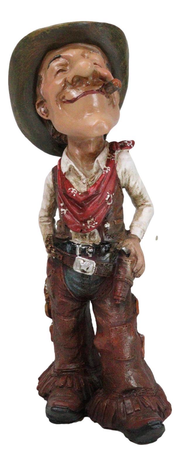 Rustic Western Cartoon Cowboy With Hat Gun Rope Saddle Smoking Cigar Fig... - $23.99