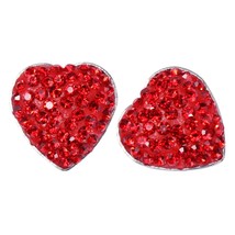 6pcs Red Bling Heart Shape Rhinestone Car Button Sticker Air Conditioning Button - £35.62 GBP