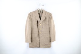 Vintage 50s Korean War Mens 39R Thrashed Wool Military Officer Jacket Khaki USA - £47.55 GBP