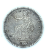 1877-S Trade Dollar in Very Fine VF Condition, XF IN Wear, Old Cleaning - $446.52 CAD