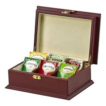 Rosewood Tea Box - 6 Sections - Elegant Wood /Brass Hardware - Cream Cloth Inter - £55.78 GBP