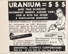 1955 Print Ad Geiger Gun Find Uranium Universal Atomics Corp New York,NY - £5.77 GBP