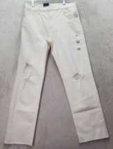 Gap Jeans Women Size 29/8 White Low Stretch Cheeky Straight High Rise Distressed - £14.68 GBP