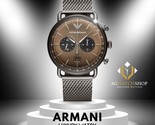 Emporio Armani Herren-Armbanduhr, Quarz-Chronograph, Stahl, braunes... - $129.74
