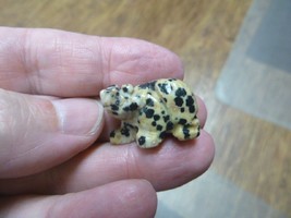 (Y-BEA-546) 1&quot; black white spotted Bear walking gemstone FIGURINE cub ca... - $8.99