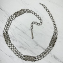 Vintage Bar Concho Silver Tone Metal Chain Link Belt Size XS Small S - £24.10 GBP