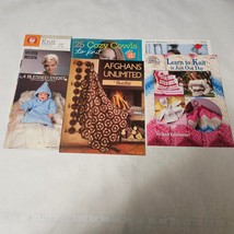 Knitting Leaflet Lot of 7 Afghans Pet Projects Sweaters Cowls Learn to K... - £14.05 GBP