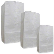 25# AJM White Paper Grocery Bags 8&quot; wide 5 1/4&quot; deep 17 7/8&quot; tall 50/PKG - £3.14 GBP