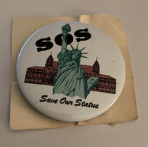 SOS Save Our Statue Statue Of Liberty NY Button Pin - £15.67 GBP