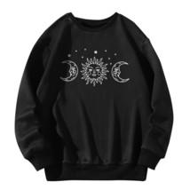 Oversized  Moon Print Sweatshirt Women Japanese Long Sleeve Pullover Casual Roun - £52.48 GBP