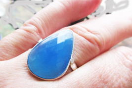 Sale, Beautiful Blue Chalcedony Ring Size 10 USA, 925 Silver, Sky Blue - £22.38 GBP