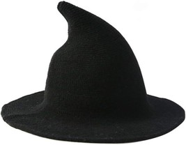 Women Halloween Witch Hat Wool Knit Wide Brim Witch Hat Cap for Party Cosplay Co - £19.08 GBP