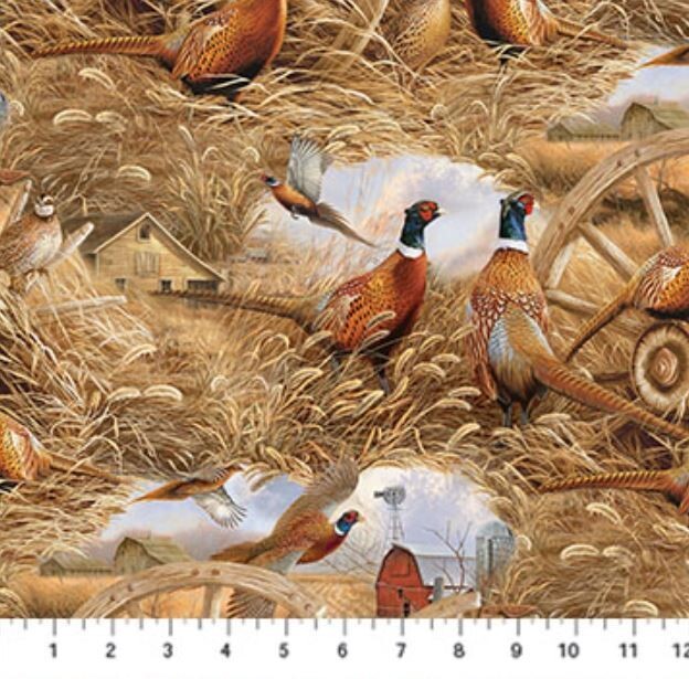 Cotton Naturescapes Pheasant Grove Farm Wheat Bird Fabric Print by Yard ... - $15.95