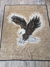 Vintage Safari Weavers bald Eagle Blanket Biker Harley brown acrylic velour - £58.74 GBP