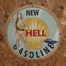 Vintage 1952 New Shell Gasoline Lubricants Porcelain Gas &amp; Oil Pump Sign - £97.73 GBP
