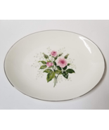 Royal China Inc Floral Oval Platter Vintage Pink Rose Platinum 13&quot; Servi... - $14.85