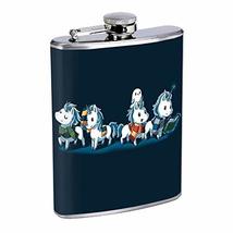 Magic Houses Unicorns Hip Flask Stainless Steel 8 Oz Silver Drinking Whiskey Spi - £7.82 GBP
