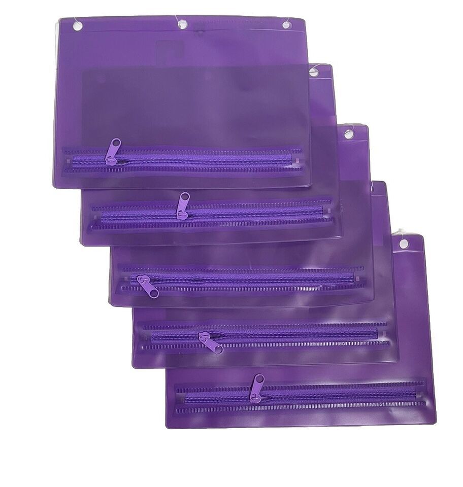 Set Of 5 - Up &amp; Up Clear Purple Binder Pouch with Zipper For 3 Ring Binder - $14.03