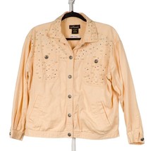 Mureli Womens Denim Jacket PL Petite Large Embellished Yellow Buttons Je... - £16.92 GBP