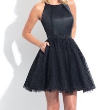 Rachel Allan Size 6 Black Formal Prom Dress Fit Flare Pockets Polka Dots - $70.13