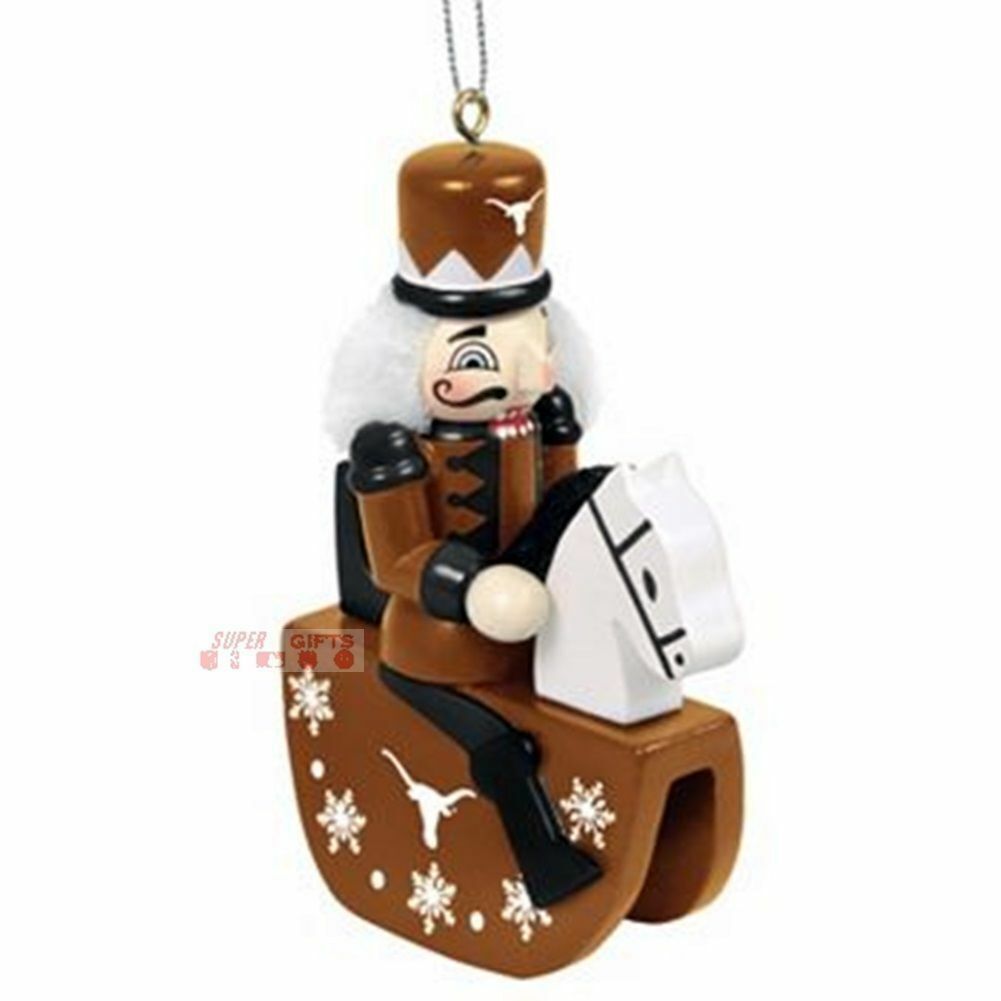 TEXAS LONGHORNS Nutcracker FOOTBALL SPORTS Christmas ornament rocking horse