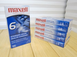 6 pack - Maxell VHS Blank Video Cassette Tapes T-120 6 hours Standard Grade - $18.69