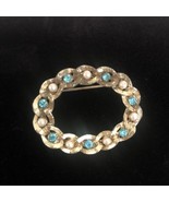 Vintage Gerry’s Brooch Faux Pearl and Rhinestone Gold Tone Braided Loop Pin - $9.89