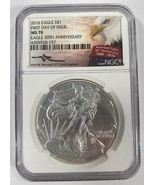 2016 Argento Americana Ealge Selezionato Da NGC Come MS-70 Fdoi Mercanti... - €147,43 EUR